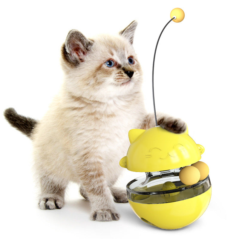 Cat turntable teasing cat stick toy swing tumbler leaking food ball self-healing slow food device
