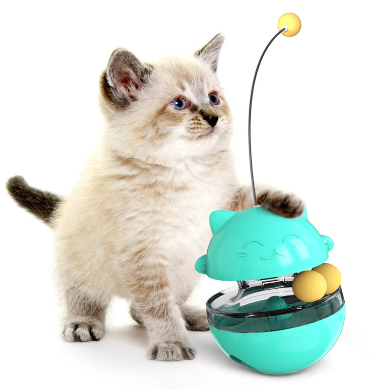 Cat turntable teasing cat stick toy swing tumbler leaking food ball self-healing slow food device