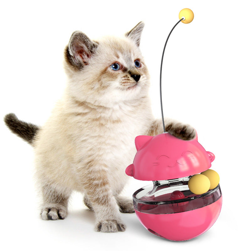 Cat turntable teasing cat stick toy swing tumbler leaking food ball self-healing slow food device