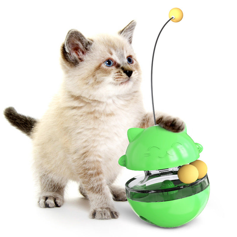Cat turntable teasing cat stick toy swing tumbler leaking food ball self-healing slow food device