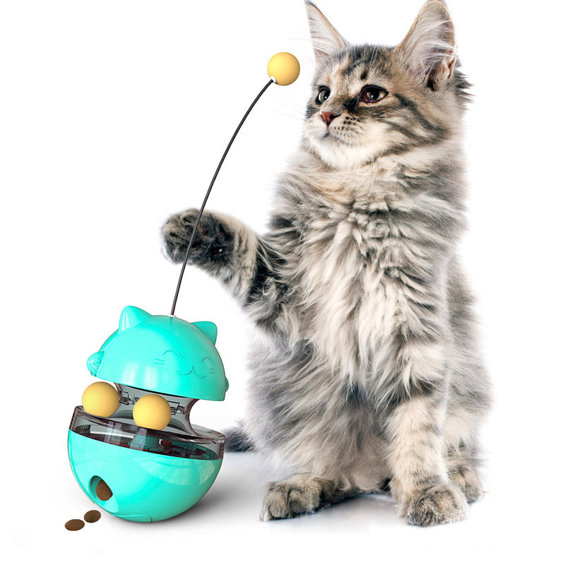 Cat turntable teasing cat stick toy swing tumbler leaking food ball self-healing slow food device