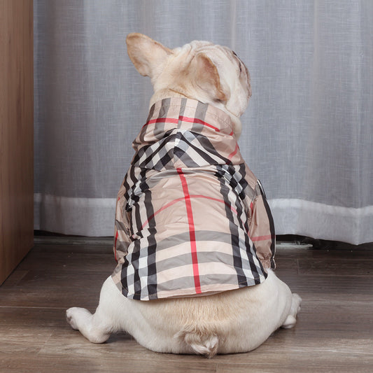 Clothes pet windbreaker plaid fabric autumn dog clothing